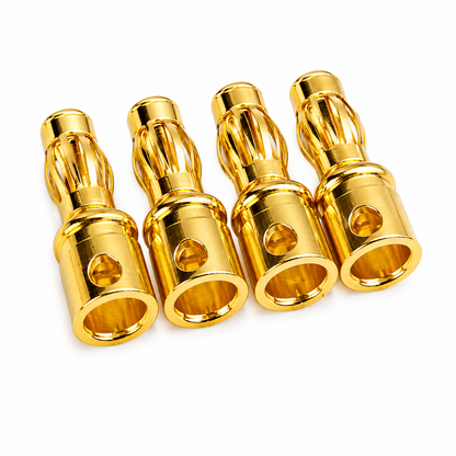 4mm Gold Bullet Connectors Male - 4Pcs