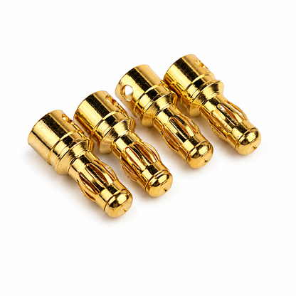 4mm Gold Bullet Connectors Male - 4Pcs