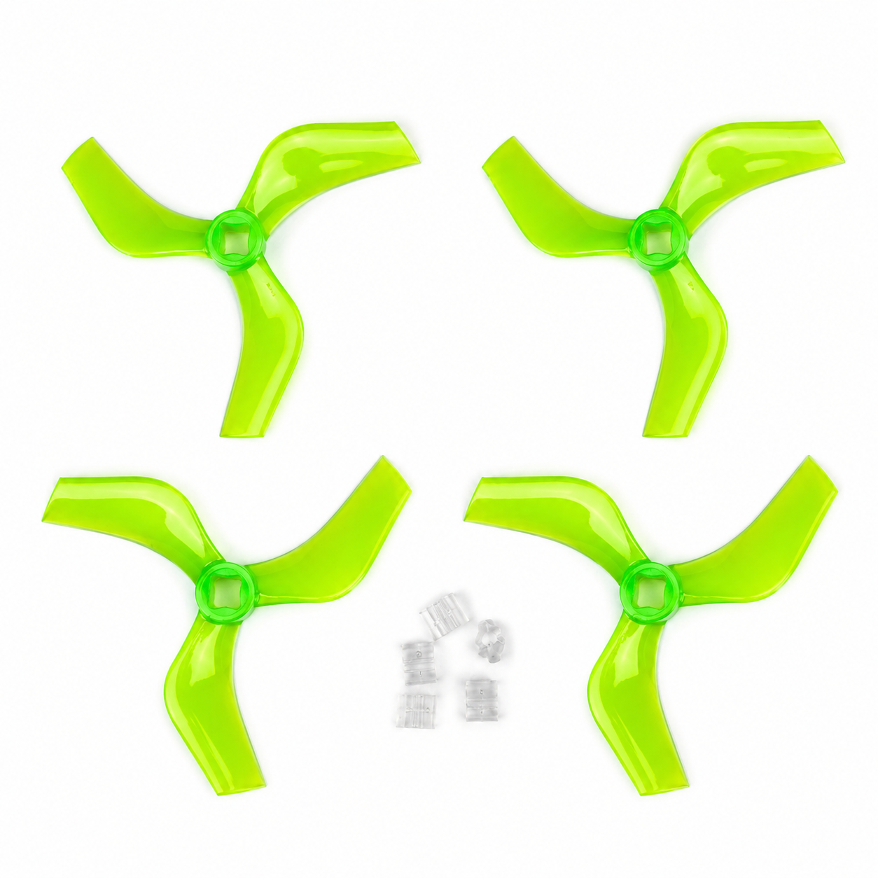 Gemfan D75 Ducted PC 3 Blade 1.5mm & M5 Propellers Green - (2CW+2CCW)