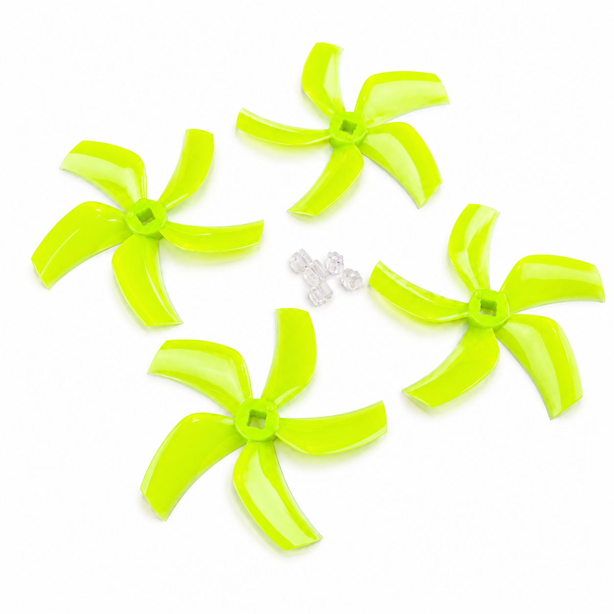 Gemfan D76 Ducted PC 5 Blade 1.5mm & M5 Propeller Clear Lemon Green- (2CW+2CCW)