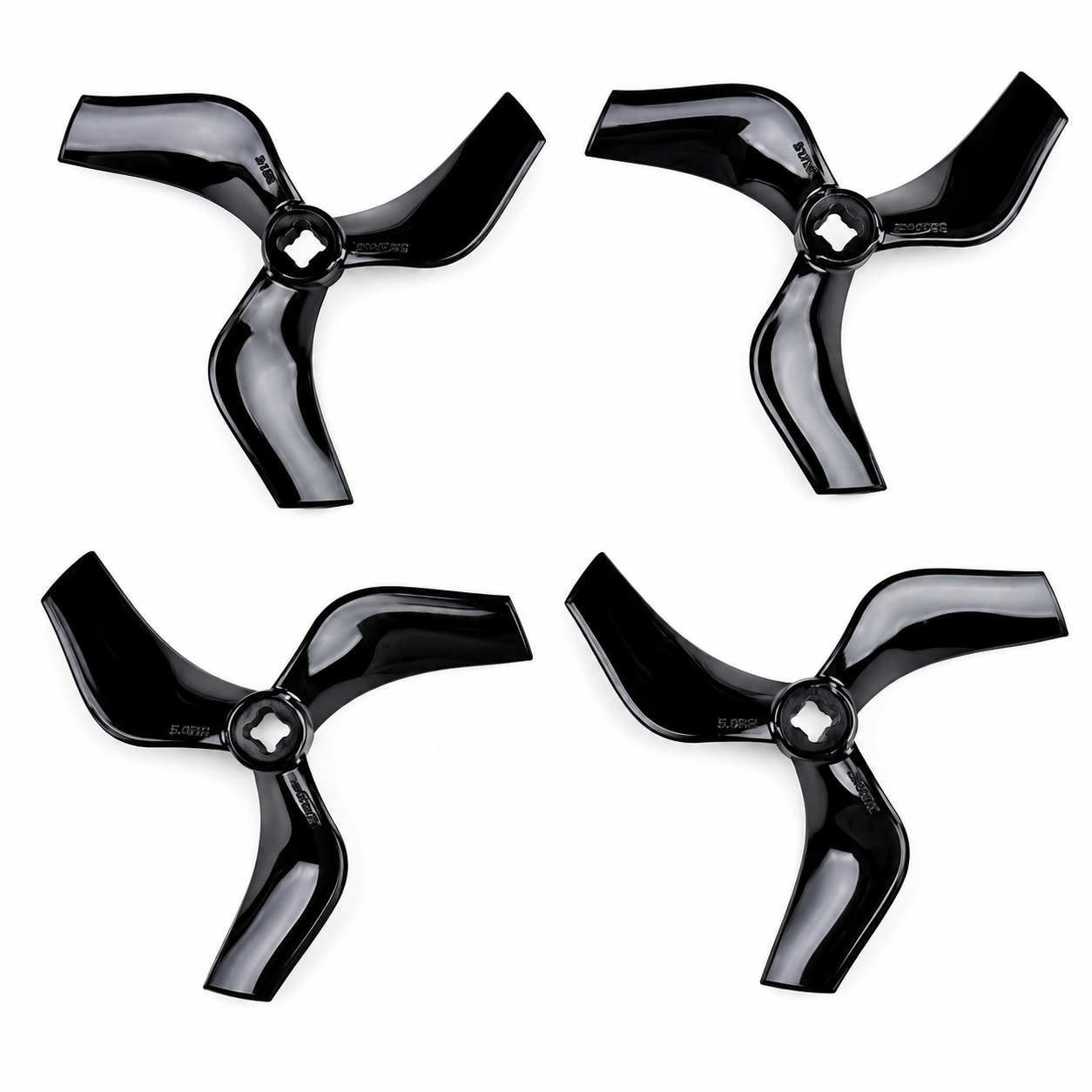 Gemfan D75 Ducted PC 3 Blade 1.5mm & M5 Propellers 2CW + 2CCW – Black