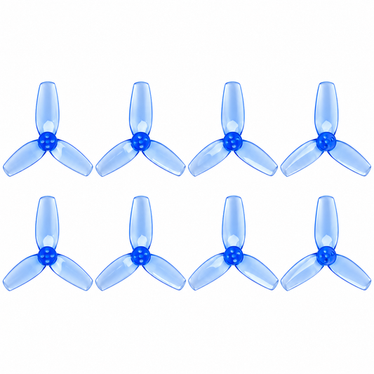 Gemfan 2540 Flash PC 3-Blade 1.5mm Freestyle Propeller for 2.5 Inch FPV Drone (4CW + 4CCW) - Clear Blue