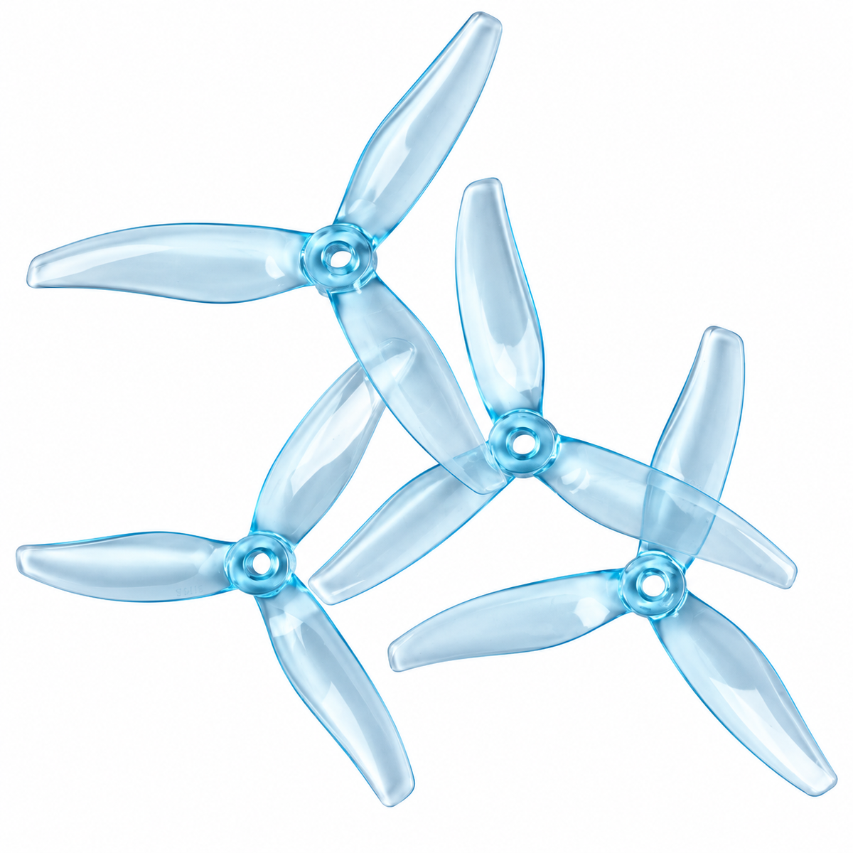 Gemfan 5128.0 FURY PC 3-Blade Freestyle Propeller for 5 Inch FPV Drone (2CW + 2CCW) - Clear blue