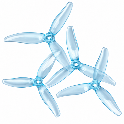 Gemfan 5128.0 FURY PC 3-Blade Freestyle Propeller for 5 Inch FPV Drone (2CW + 2CCW) - Clear blue
