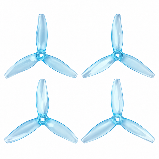 Gemfan 5128.0 FURY PC 3-Blade Freestyle Propeller for 5 Inch FPV Drone (2CW + 2CCW) - Clear blue