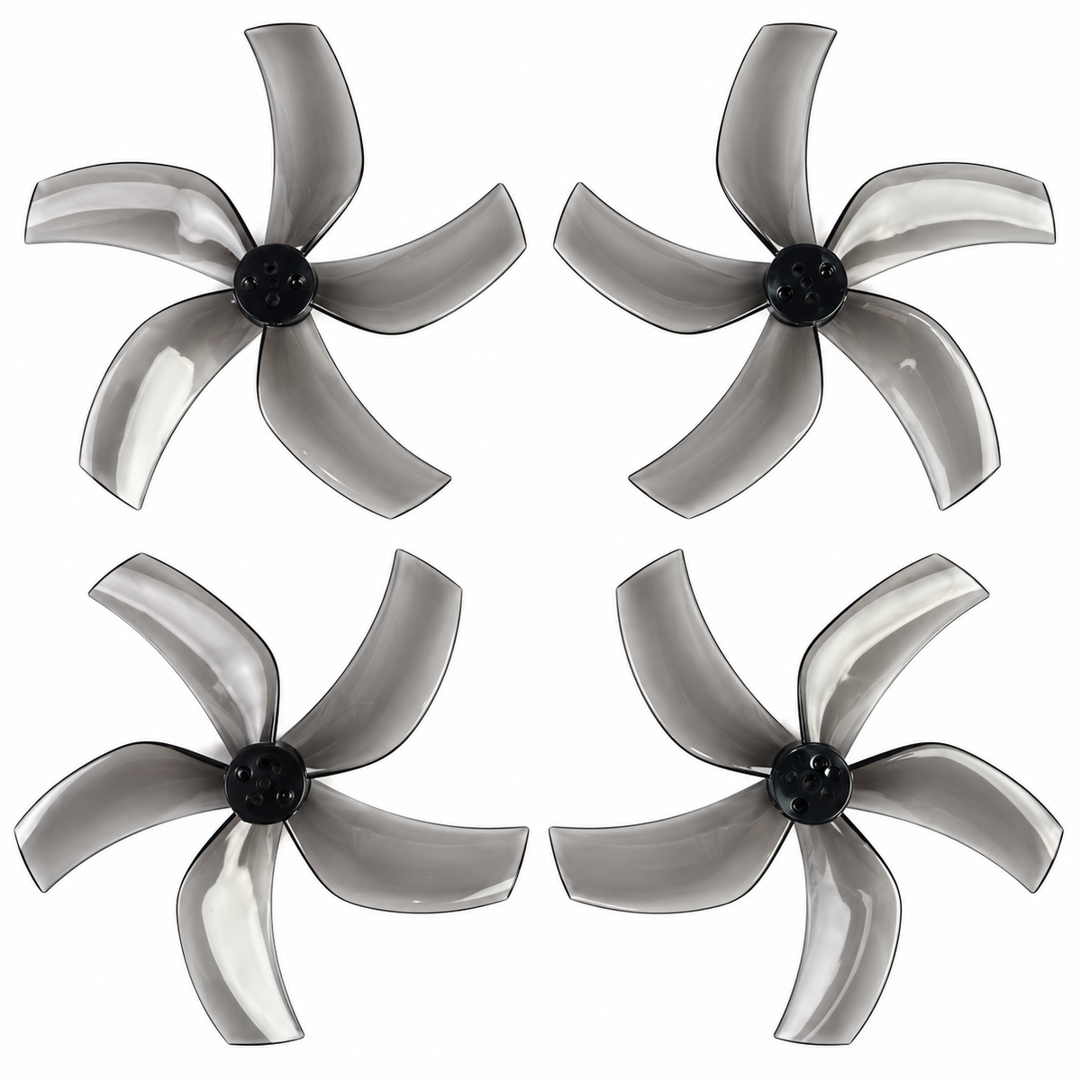 Gemfan D90S Ducted PC 5-Blade 1.5mm Cinewhoop Propeller for 3.5 Inch FPV Drone (2CW + 2CCW) - Clear Gray