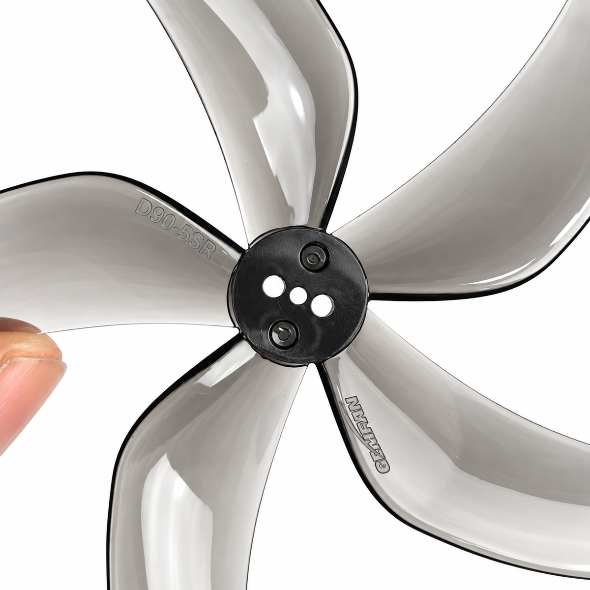 Gemfan D90S Ducted PC 5-Blade 1.5mm Cinewhoop Propeller for 3.5 Inch FPV Drone (2CW + 2CCW) - Clear Gray