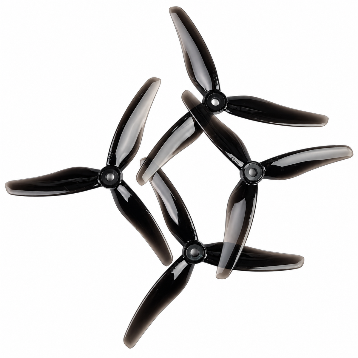 Gemfan 51433 Hurricane PC 3-Blade Freestyle Propeller for 5 Inch FPV Drone (2CW + 2CCW) - Clear Black