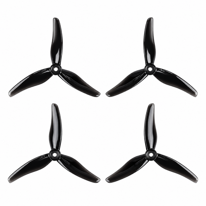 Gemfan 51433 Hurricane PC 3-Blade Freestyle Propeller for 5 Inch FPV Drone (2CW + 2CCW) - Clear Black