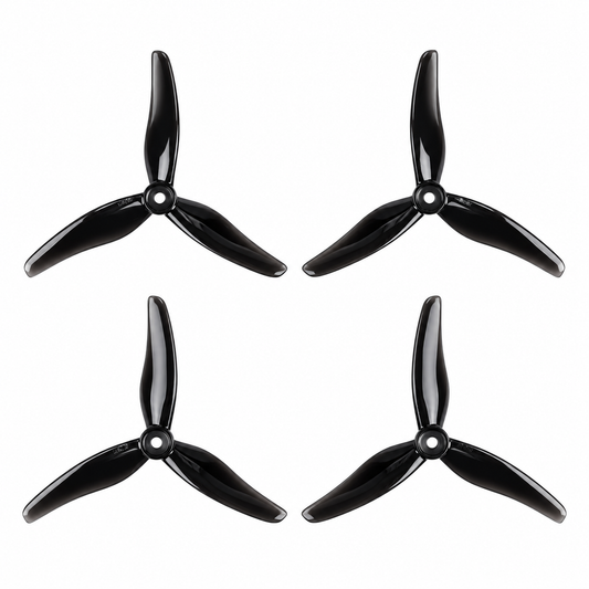 Gemfan 51433 Hurricane PC 3-Blade Freestyle Propeller for 5 Inch FPV Drone (2CW + 2CCW) - Clear Black
