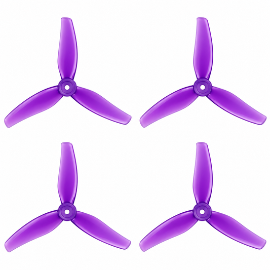 Gemfan 51433 Hurricane PC 3-Blade Freestyle Propeller for 5 Inch FPV Drone (2CW + 2CCW) - Purple