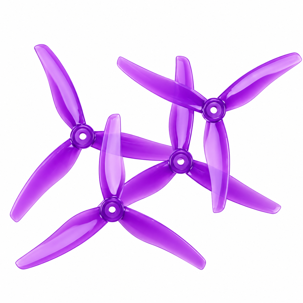 Gemfan 51433 Hurricane PC 3-Blade Freestyle Propeller for 5 Inch FPV Drone (2CW + 2CCW) - Purple