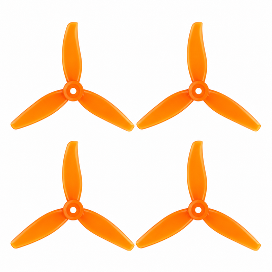 Gemfan 51433 Hurricane PC 3-Blade Freestyle Propeller for 5 Inch FPV Drone (2CW + 2CCW) - Orange