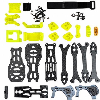 Mark5 V2 5 Inch Carbon Fiber O4 Pro FPV Drone Frame with 3D Printed Parts - Leamon Yellow