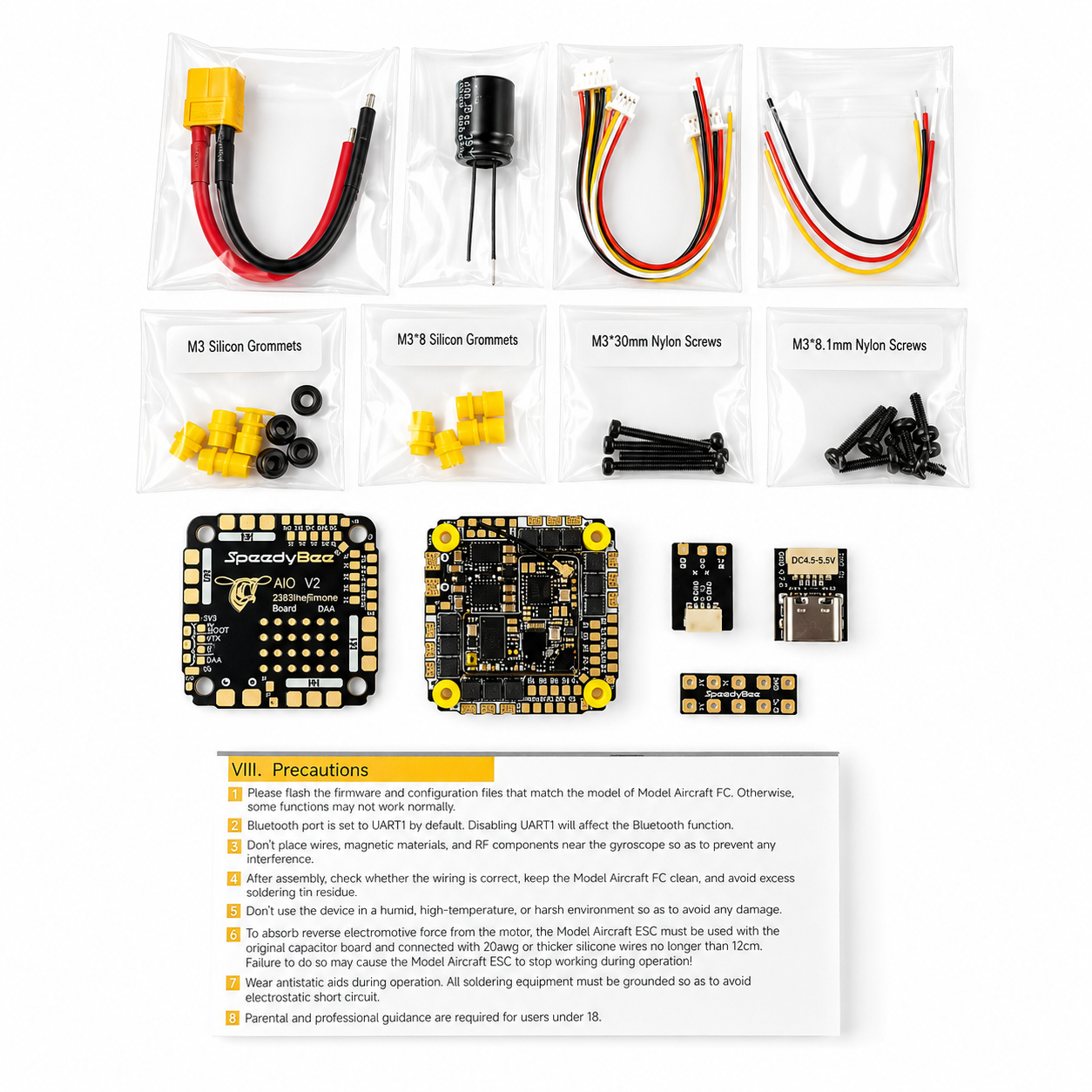 SpeedyBee F405 AIO V2 35A 8Bit 35A 25.5×25.5 AIO for FPV Racing Drones - Without CNC