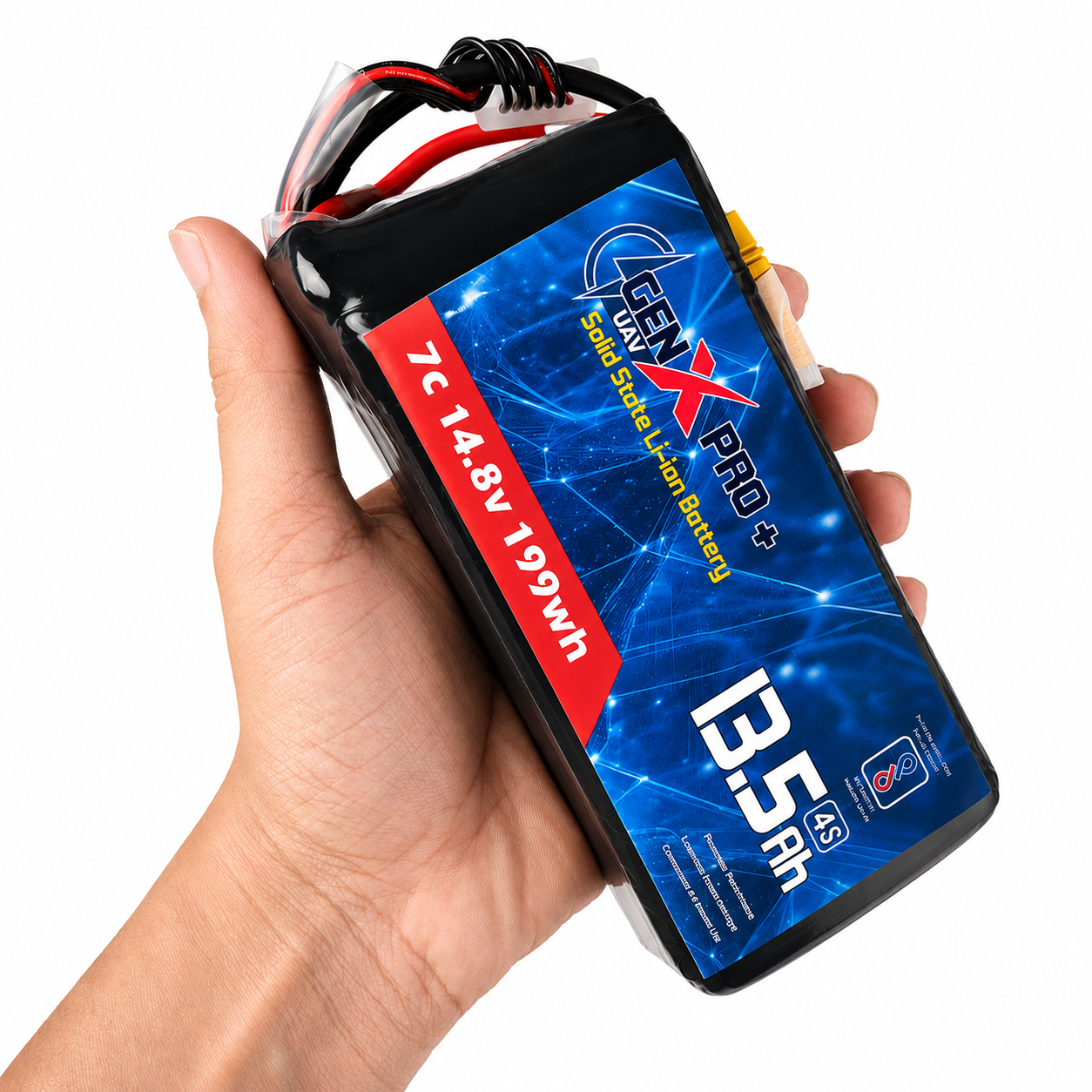GenX Pro+ Solid State 14.8V 4S 13500mah 7C Premium Lithium Ion Solid State Rechargeable Battery 350wh/kg