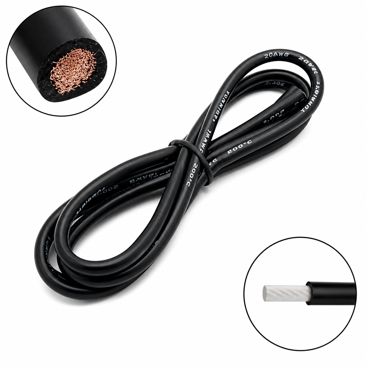 High Quality Ultra Flexible 24AWG Silicone Wire 1m - Black