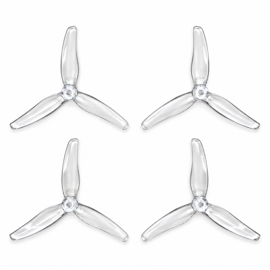 Gemfan 51433 Hurricane PC 3-Blade Freestyle Propeller for 5 Inch FPV Drone (2CW + 2CCW) - Clear
