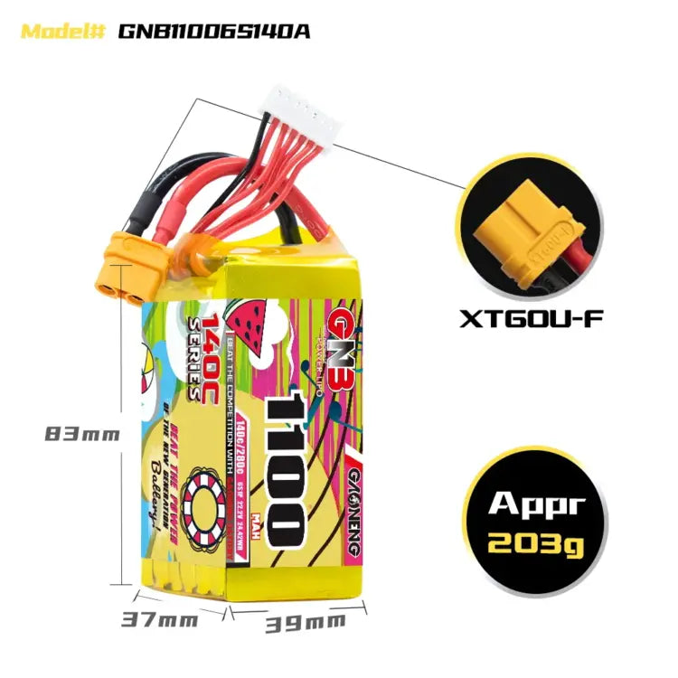 GNB 1100mAh 6S 22.2V 140C XT60 LiPo Battery