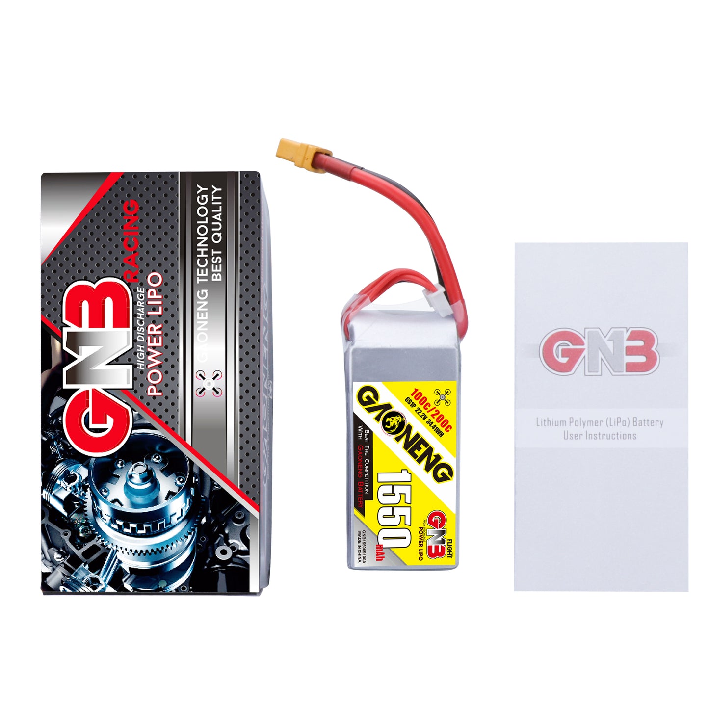 22.2V 1550mah 6S 100C Lipo Battery With XT60 Plug (Brand GAONENG).