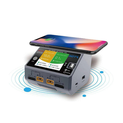 HOTA D6 Pro smart charger with integrated wireless phone charging feature