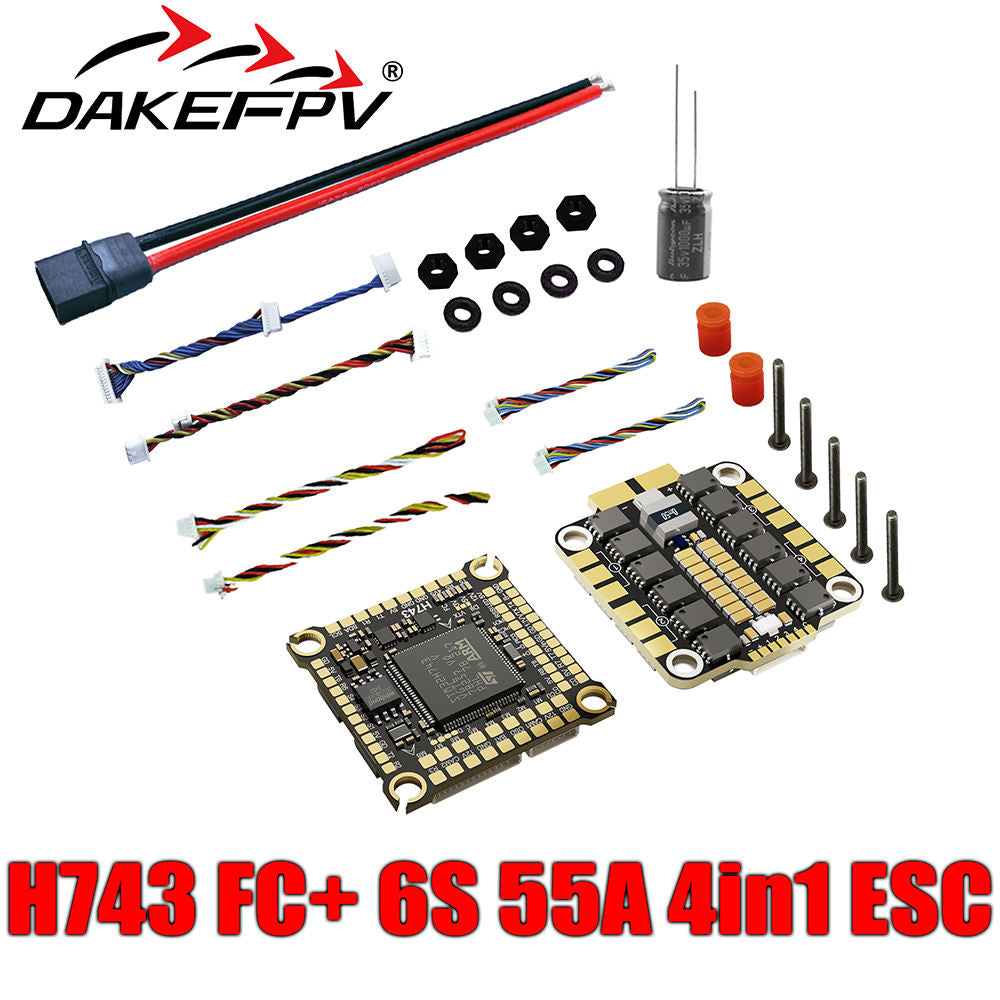 DakeFPV H743 Flight Controller with BX 6S 55A 4 in 1 ESC 30×30 FC & ESC Stack