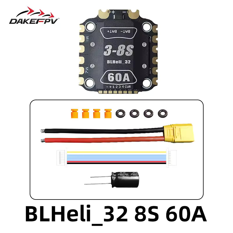 DAKEFPV BLHeli 32-Bit 3-6S 60A 4 in 1 ESC with Heat shrink For FPV Drone