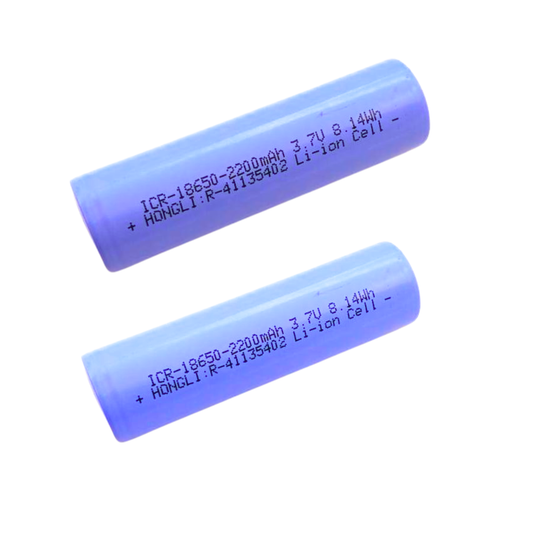 HONGLI Lithium-Ion ICR-18650 Rechargeable Cell 3.7V 2200mAh (2C) A Grade - (2pcs)