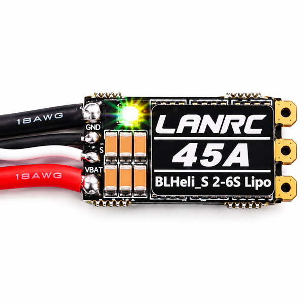 LANRC 45A Single Brushless ESC with LED Light & BLHeli Firmware for FPV Drone