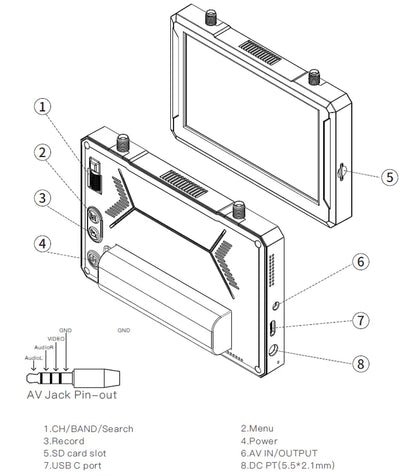 SKYZONE M5 FPV Monitor with DVR