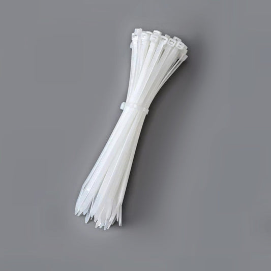 Self Locking Adjustable Nylon Cable Ties | Zip Ties (White) 100pcs - 100mm