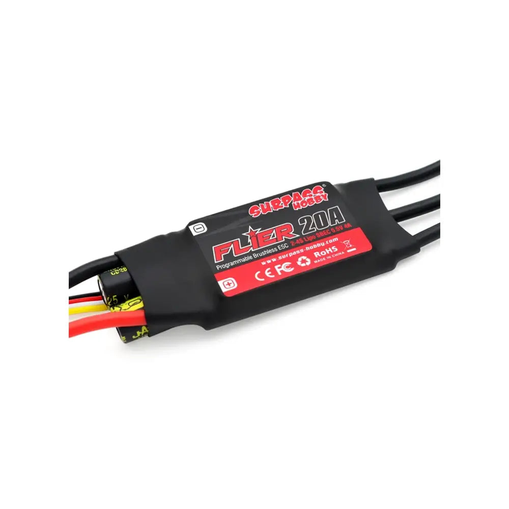 SURPASS Flier 20A ESC Li:2-4S NiNh:5-12NC BEC:5.5V/4A 60*25*10mm 3.5 Connector Hi Tech xyz