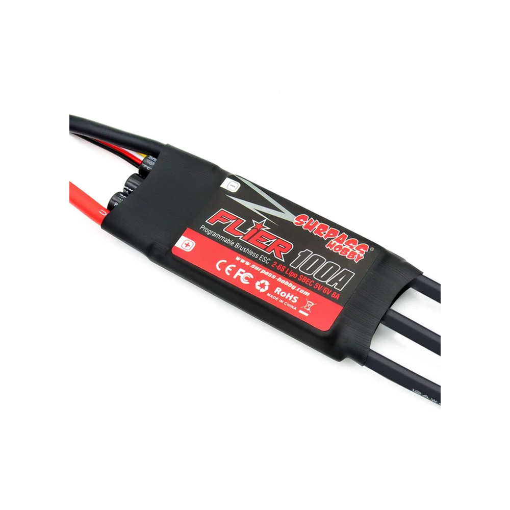 SURPASS Flier 100A ESC Li:2-6S NiNh:5-18NC SBEC:5V/6V/8A 90*37*10mm 4.0 Connector