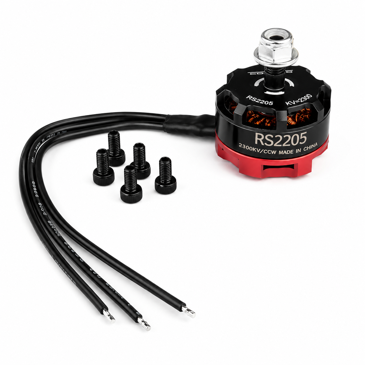 RS2205 2300KV CCW Brushless Motor with Mounting Screws and Bullet Connectors
