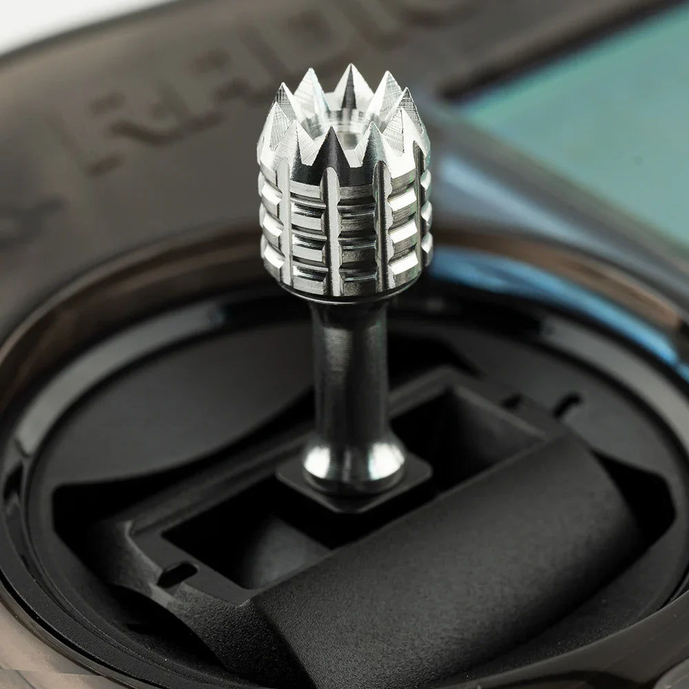 Close Up of CNC Metal Stick End on Radiomaster Pocket ELRS Radio Controller