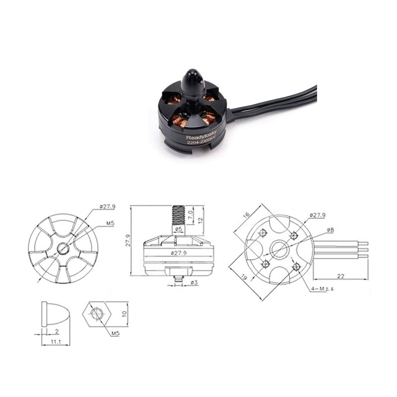 Readytosky MT2204 2300KV CW Brushless Motor (Black cap).