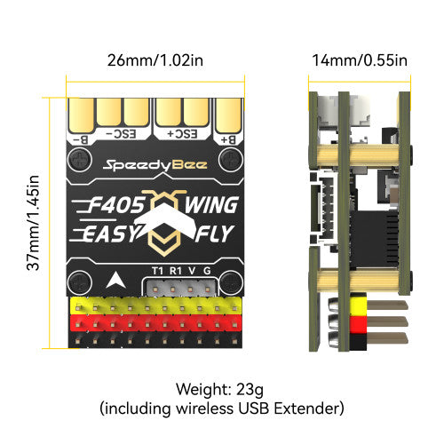 SpeedyBee F405 WING MINI Fixed Wing Flight Controller.