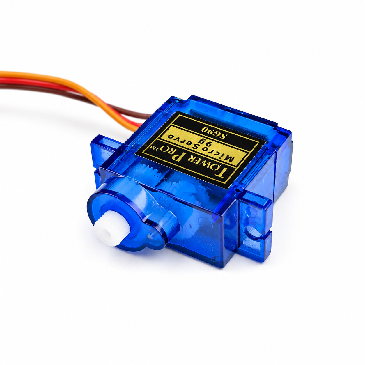 Front Angled View of Tower Pro SG90 180 Degree Nylon Gear Servo Motor