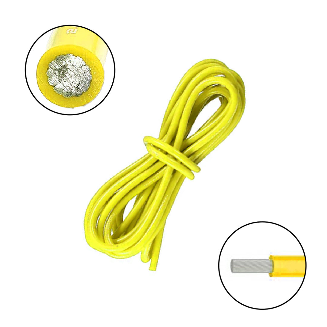 High Quality Ultra Flexible 30AWG Silicone Wire 1 m - Yellow.