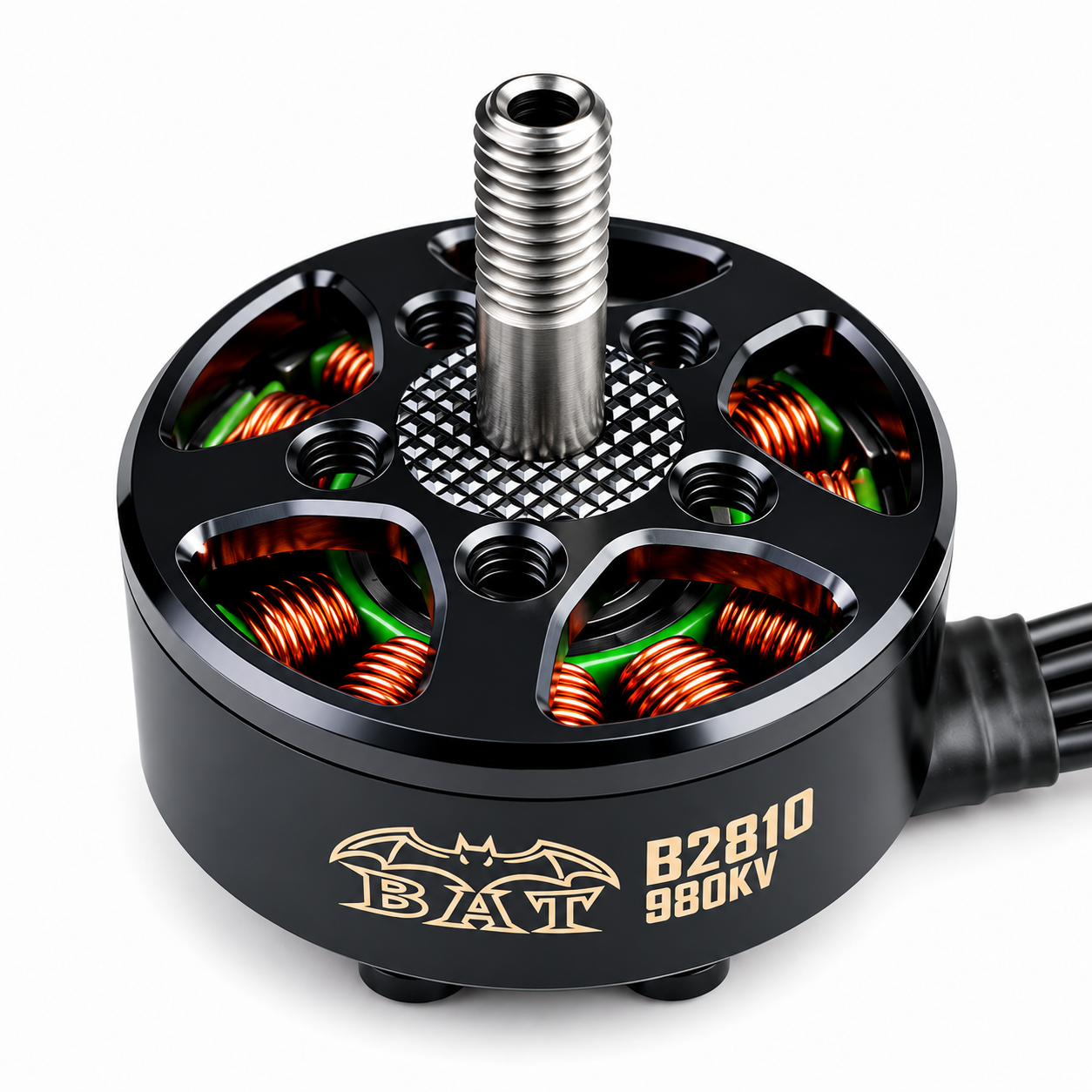 Angled View of SURPASS HOBBY Bat B2810 980KV Motor with CNC Machined Housing