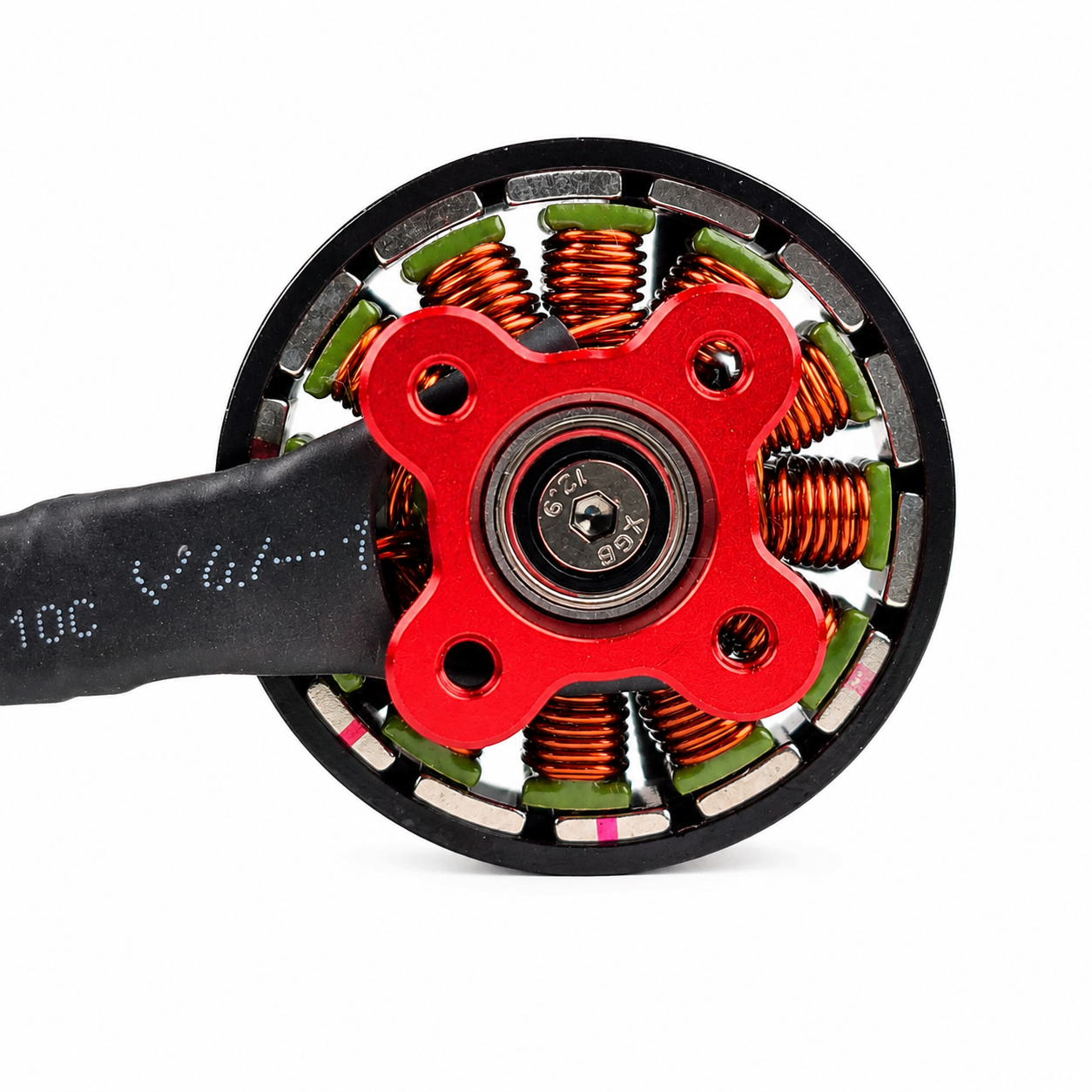 Bottom Close-Up of SURPASS S3110 800KV FPV Motor Showing Bearing and Copper Windings