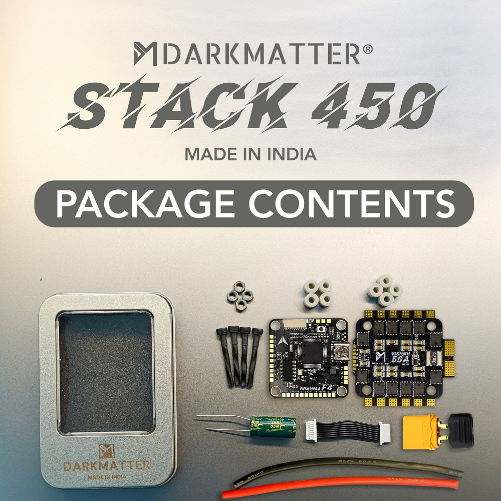 Darkmatter STACK 450 – BRAHMA F4 MK-III + VISHNU 50 MK-II (FC + ESC ) -  Made in India