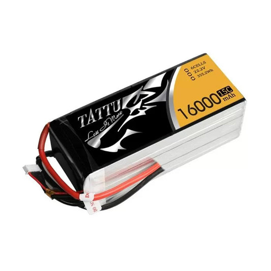TATTU 22.2V 16000MAH 6S1P 15C XT90 LIPO BATTERY.