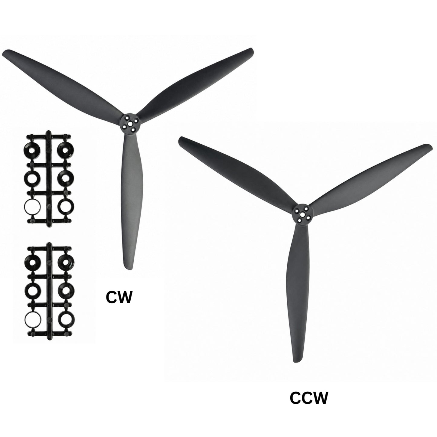 Gemfan 13X8 Black 3 - Glass Fiber Reinforced Nylon Black Propeller (1CW + 1CCW)