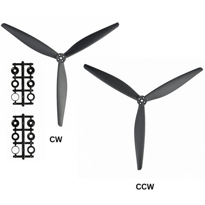 Gemfan 13X8 Black 3 - Glass Fiber Reinforced Nylon Black Propeller (1CW + 1CCW)