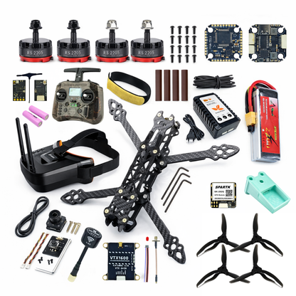 Mark4 5 Inch Carbon Fiber Analog FPV Drone Kit with Goggles and GPS