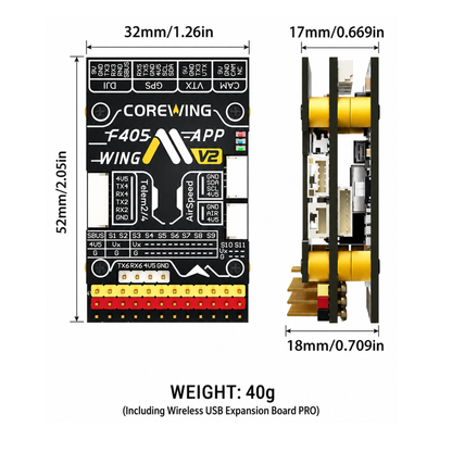 COREWING F405 V2 Fixed-wing Flight Controller compatible with SpeedyBee and CoreWing App