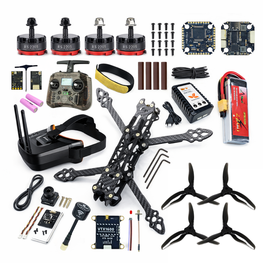 Mark4 5 Inch Carbon Fiber Analog Low Budget FPV Drone Kit with Goggles, Radio Controller, Battery & Charger