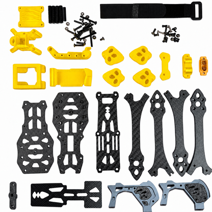 Mark5 V2 5 Inch Carbon Fiber O4 Pro FPV Drone Frame with 3D Printed Parts -  Yellow