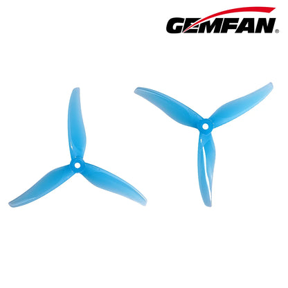 Gemfan 5127.9 Thomas PC 3-Blade Freestyle Propeller for 5 Inch FPV Drone (2CW + 2CCW) - Clear Blue